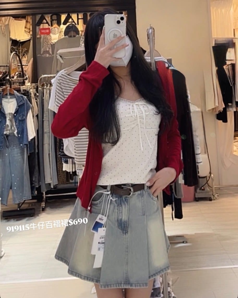 牛仔百褶短裙