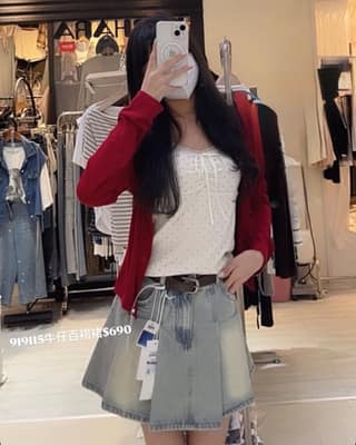 牛仔百褶短裙